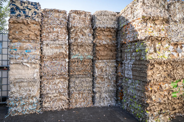 Fardos de aparas de papel prensadas